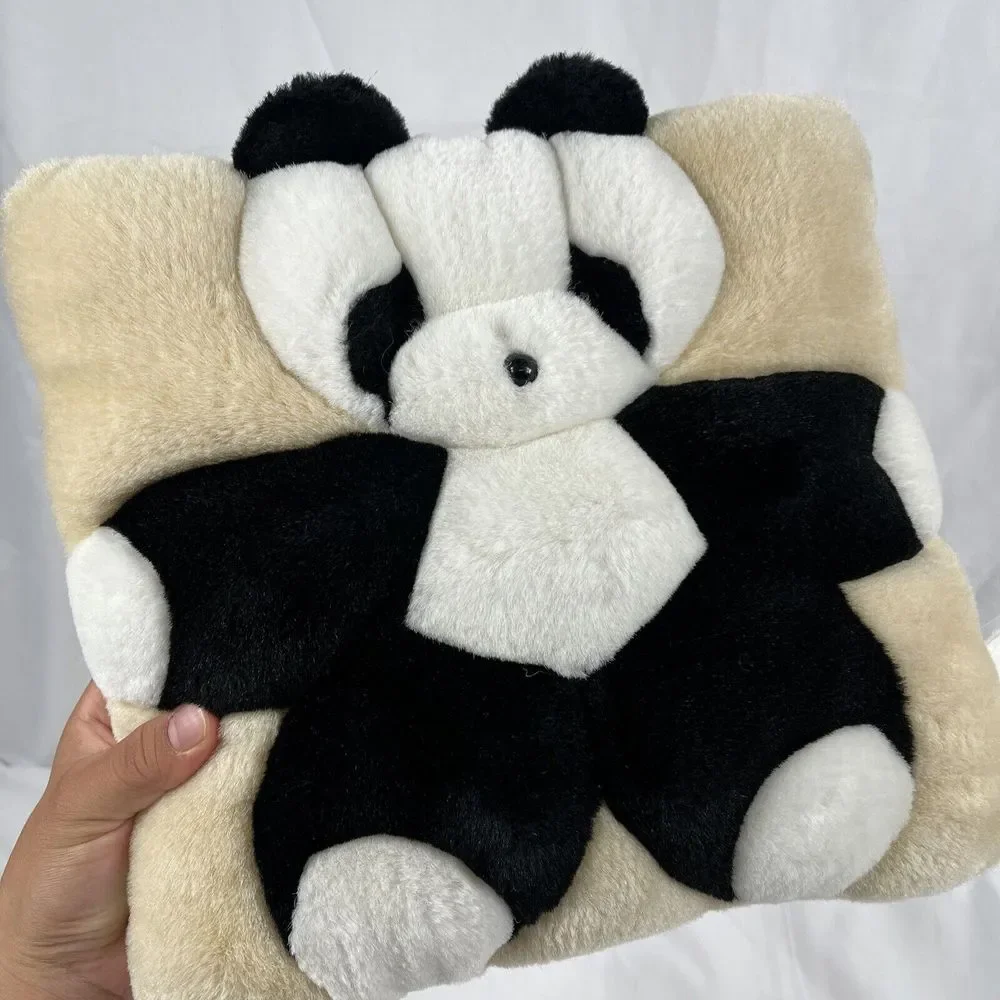 Vintage1998 TWIE Plush Panda Bear Pillow 10 Inch Square Decorative‎
